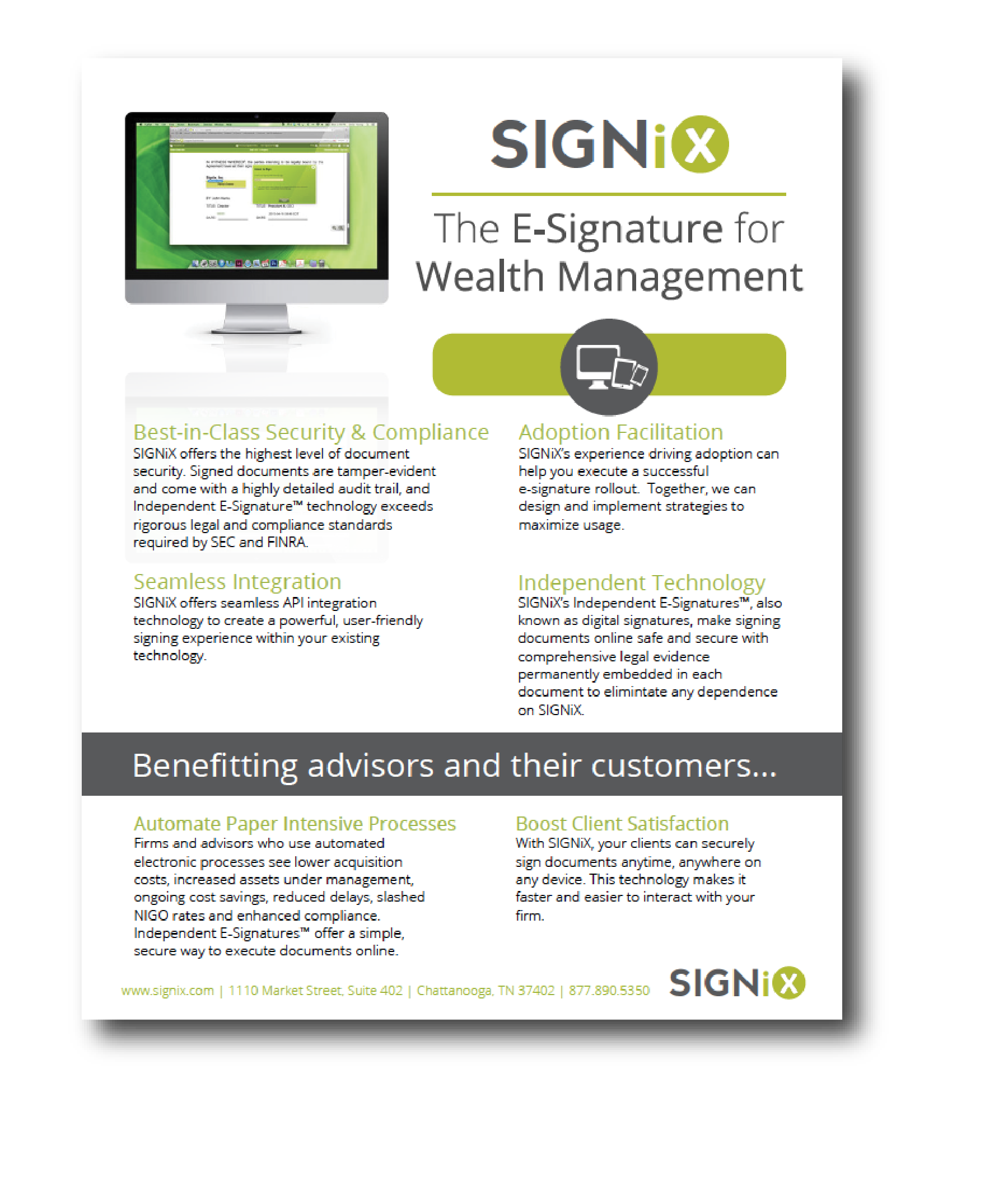 Fact Sheet The ESignature for Wealth Management SIGNiX